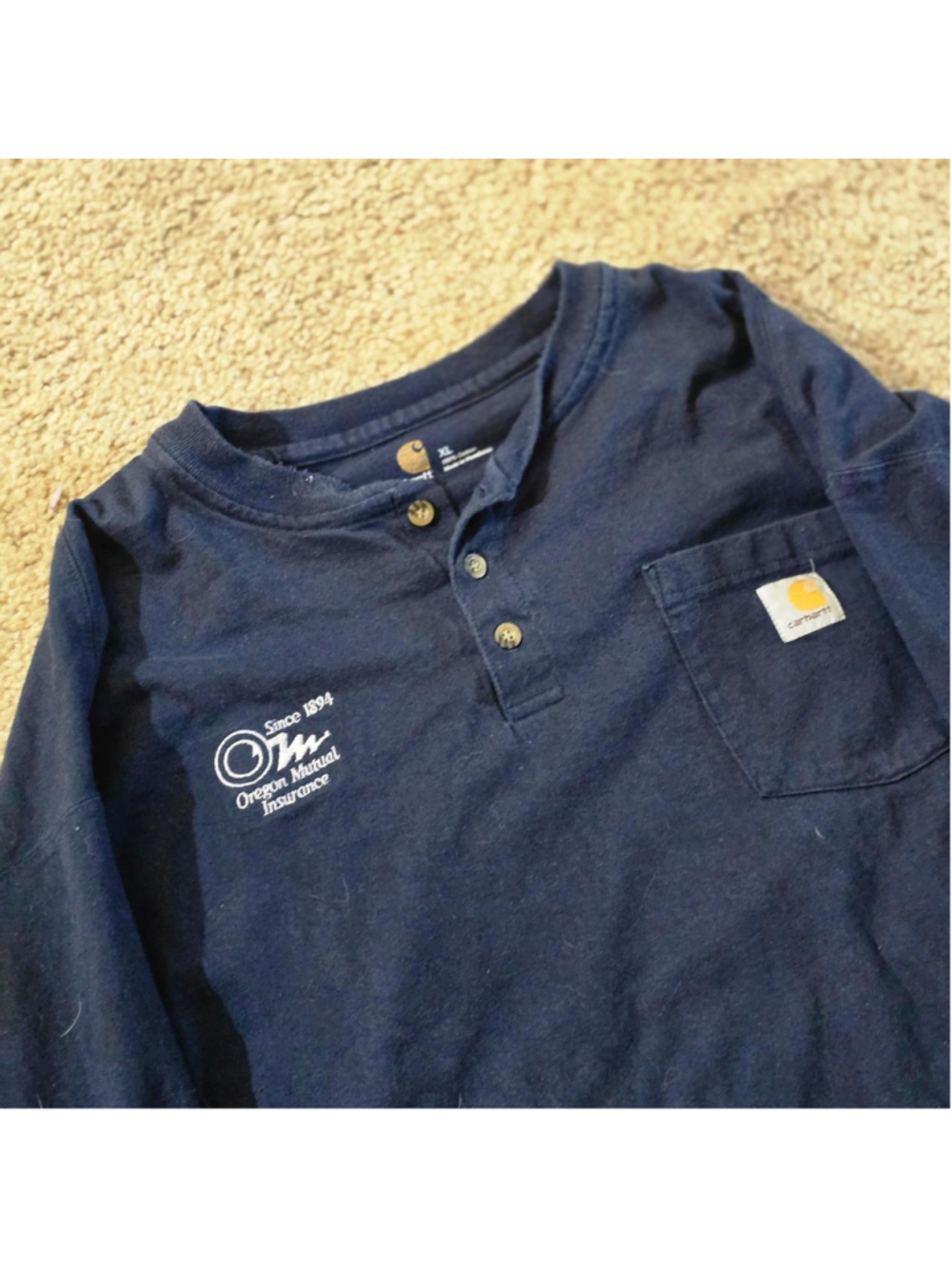 Carhartt navy long sleeve henley shirt #workwear #henley